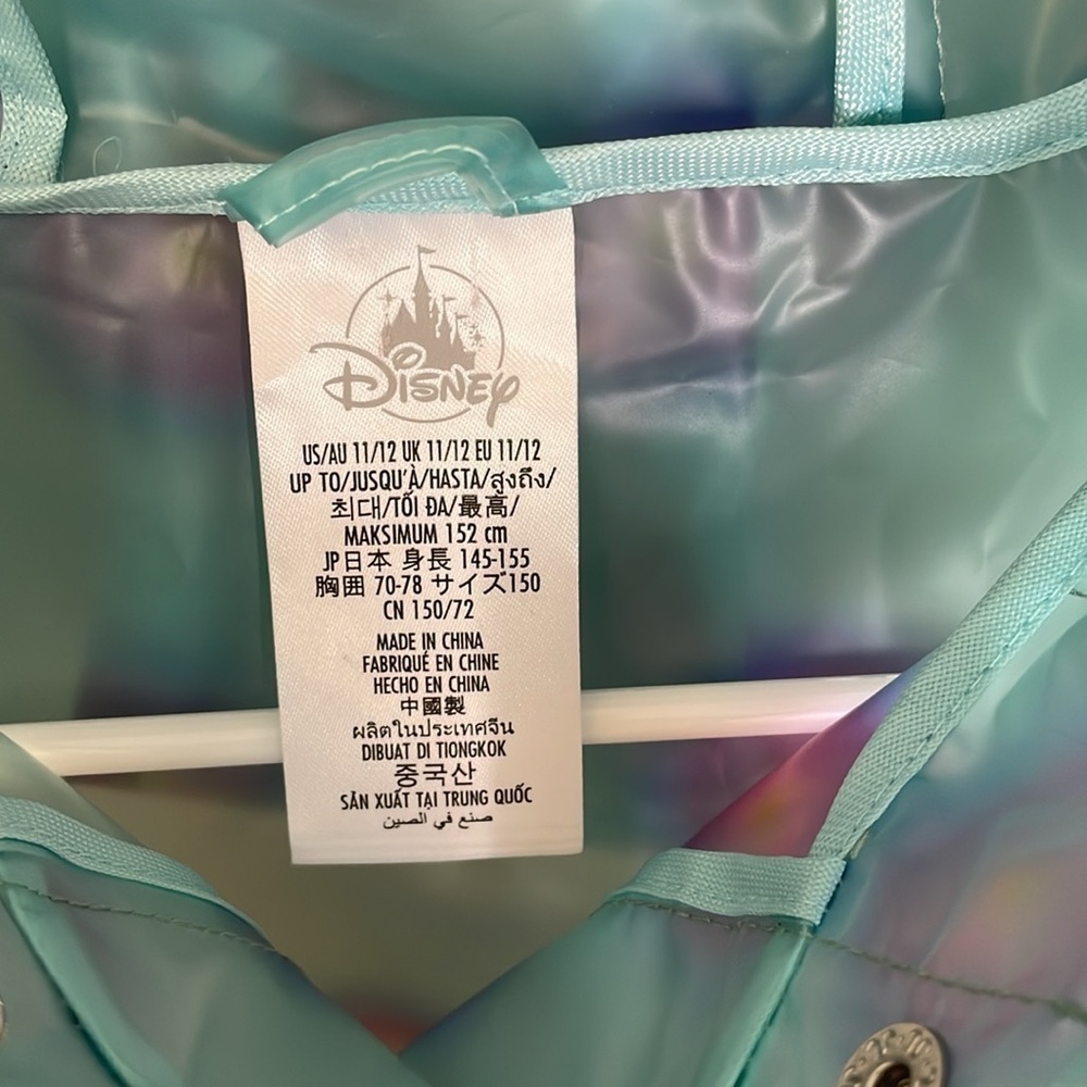 DISNEY Girls Snap Front Turquoise Polka Dot Minnie Mouse Hooded RainJacket 11/12 - Picture 3 of 10